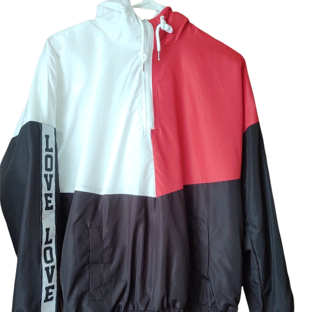NWOT-Rang Kiss Men's nylon jacket Size M color red,white and black - Picture 2 of 13